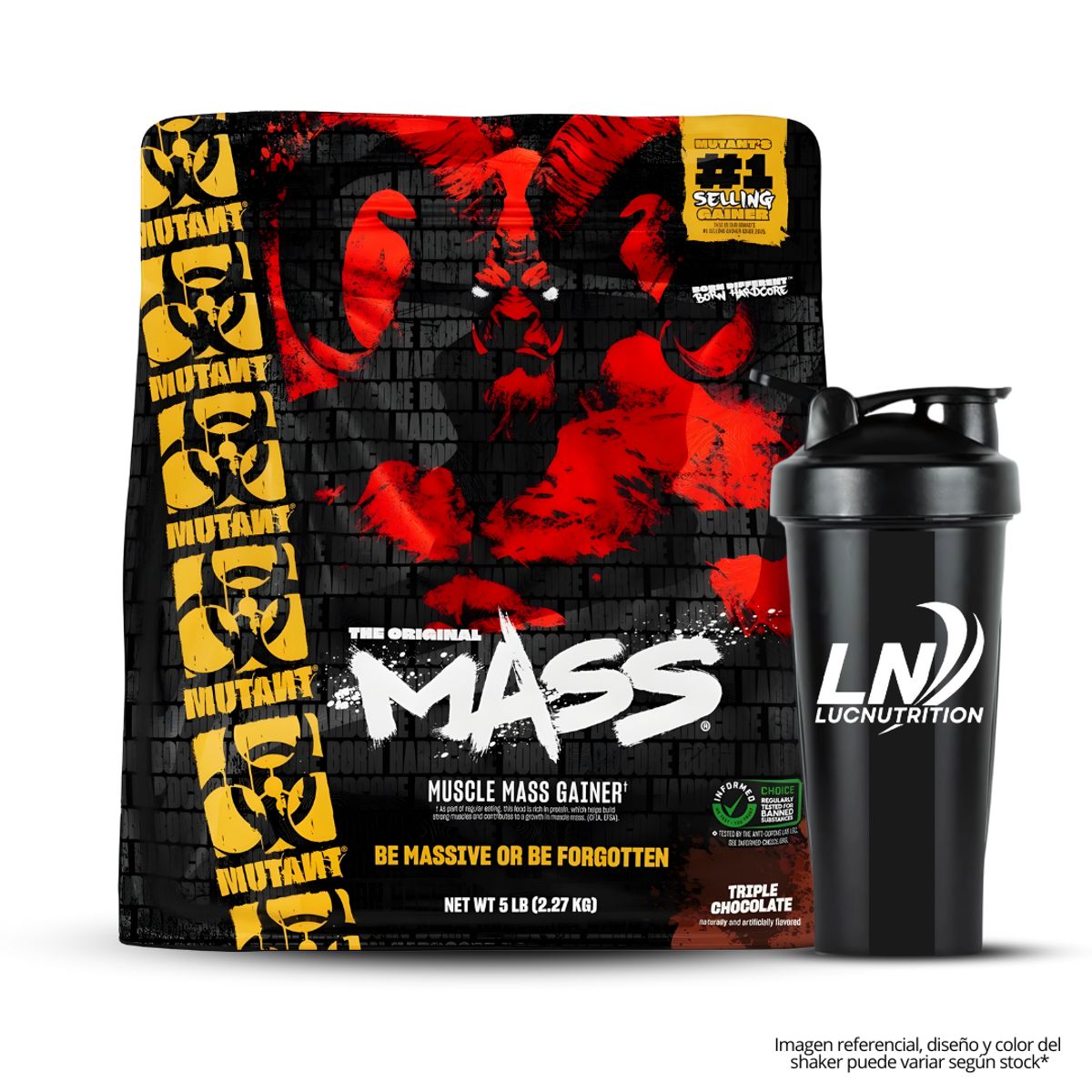 MUTANT - Mutant Mass 5 LB Mass Gainer Mutant - triple chocolate + Shaker