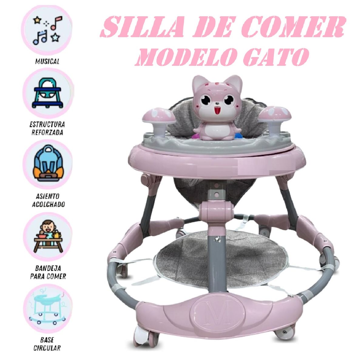 GENERICO - Andador Didactico Musical Plegable Baby love -Rosa