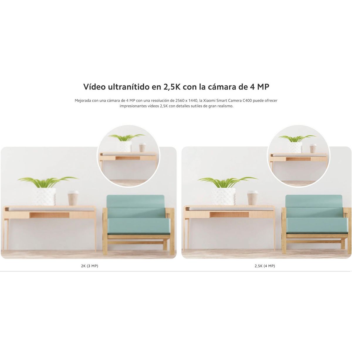 XIAOMI - Cámara Vigilancia IP Xiaomi C400 WiFi 2K 4MP Inteligente Gira 360º