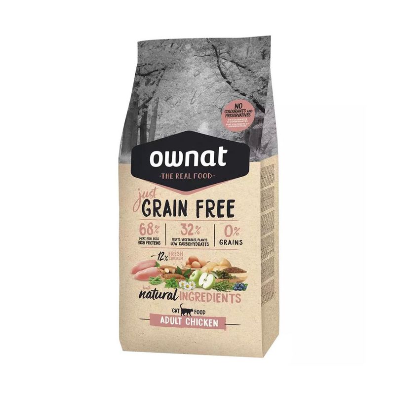 GENERICO - Alimento Ownat Just Gato Adulto Libre Granos Sabor Pollo 8Kg
