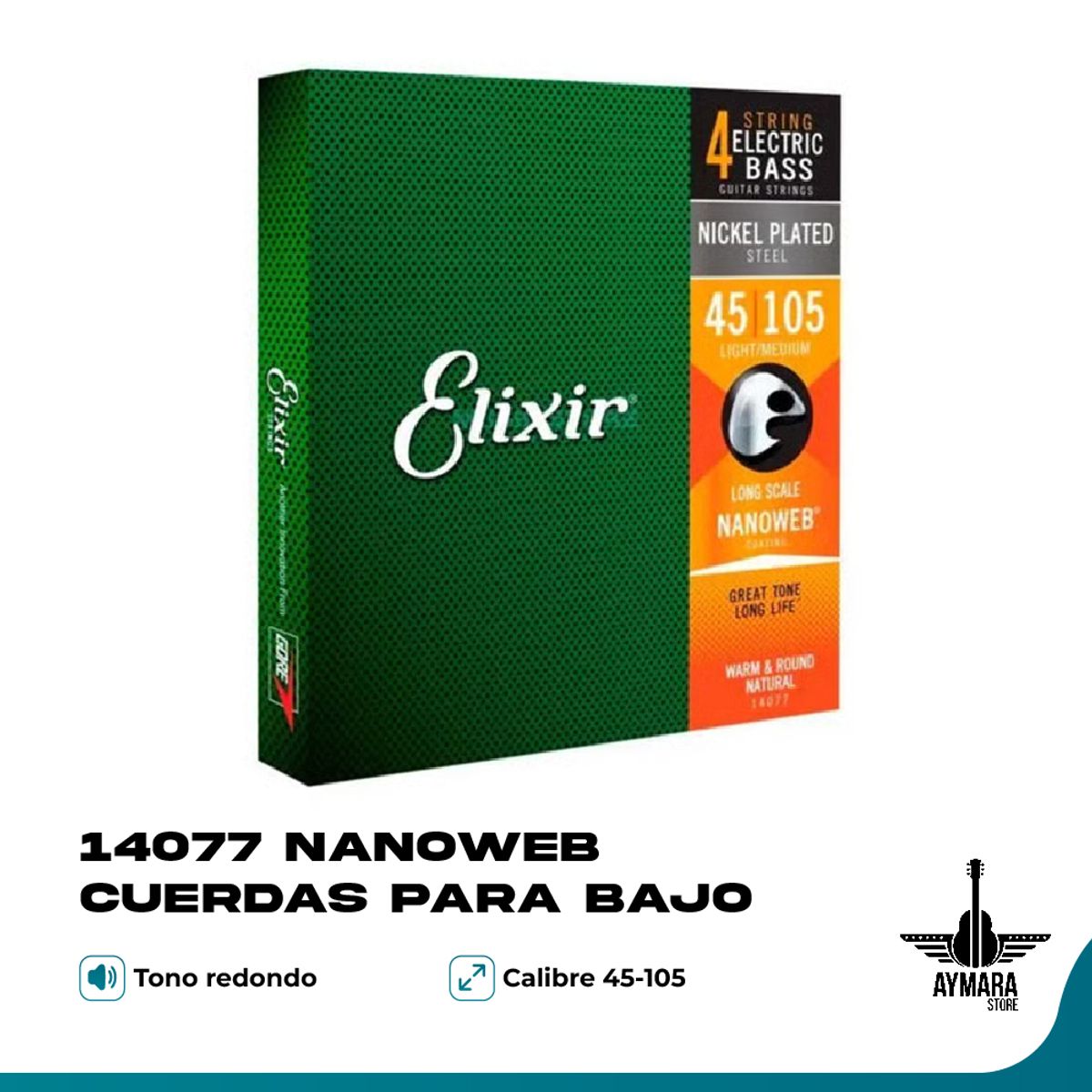 ELIXIR - Elixir 14077  Nanoweb Cuerdas para Bajo 045-105