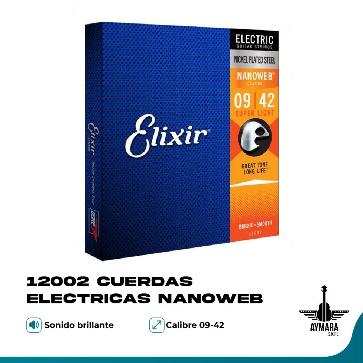 ELIXIR - Elixir 12002 Cuerdas para Guitarra Eléctrica Nanoweb 09-42
