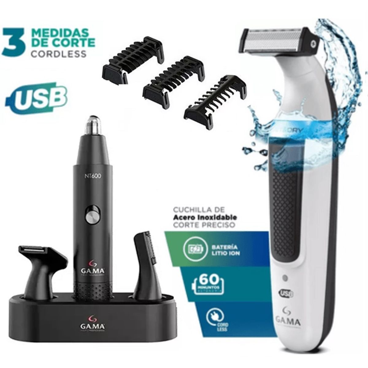 GAMA - Trimmer NT600 Gama + Afeitadora Blade Usb WetyDry
