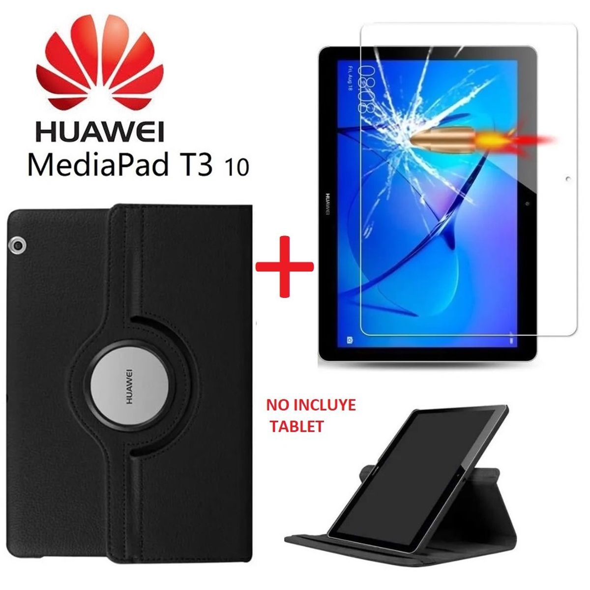GENERICO - Funda Giratoria y Mica Vidrio Templado para Huawei MediaPad T3 10.