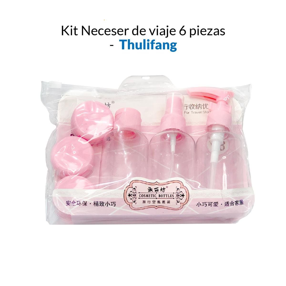 GENERICO - Kit Neceser Cremero De Viaje 6 Piezas Rosado_.