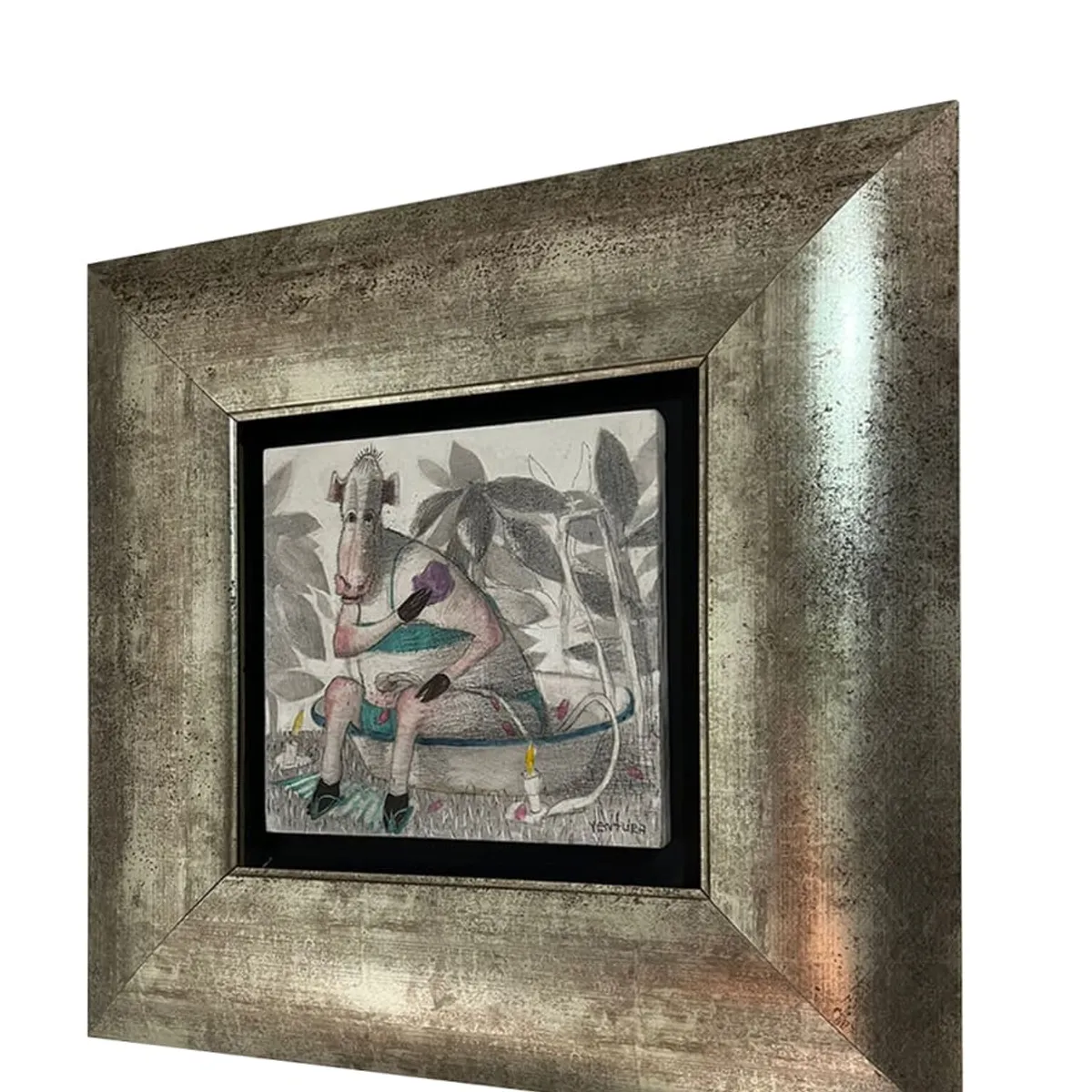 GENERICO - Cuadro al Óleo Colección Ventura Cow I 44x44 cm