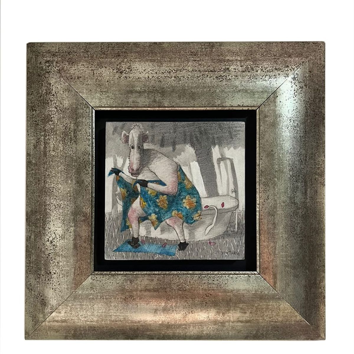 MAP DESIGN HOME - Cuadro Decorativo al Óleo Colección Ventura Cow II 44x44 cm