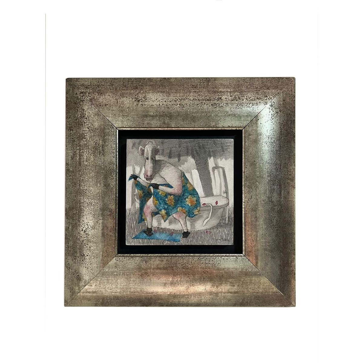 MAP DESIGN HOME - Cuadro Decorativo al Óleo Colección Ventura Cow II 44x44 cm