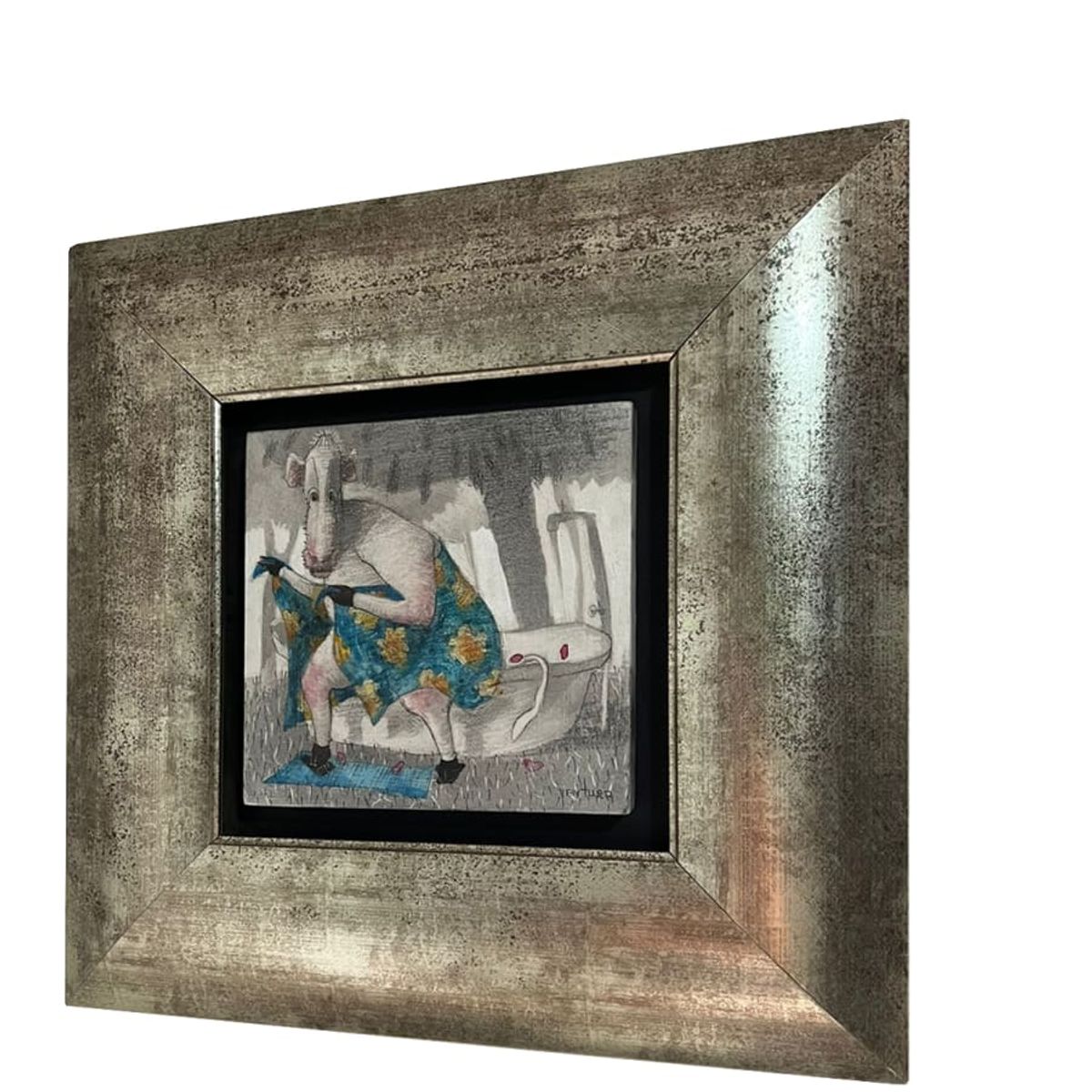 MAP DESIGN HOME - Cuadro Decorativo al Óleo Colección Ventura Cow II 44x44 cm