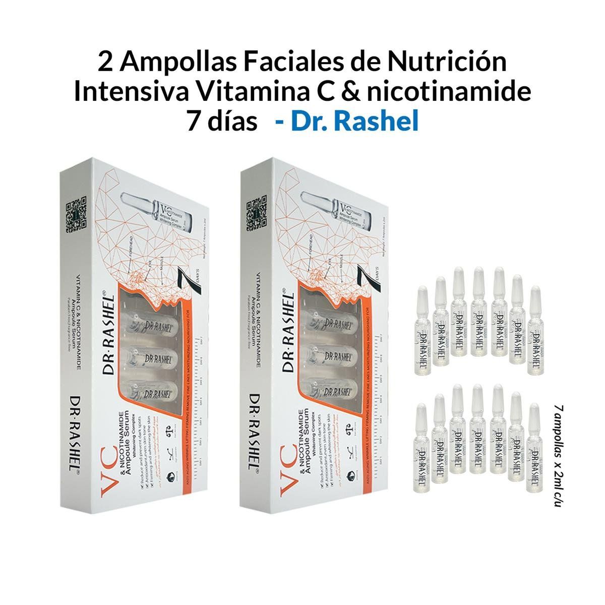 GENERICO - 2 Ampollas Faciales De Nutrición Vitamina C & Nicotinamide 7 Días_.