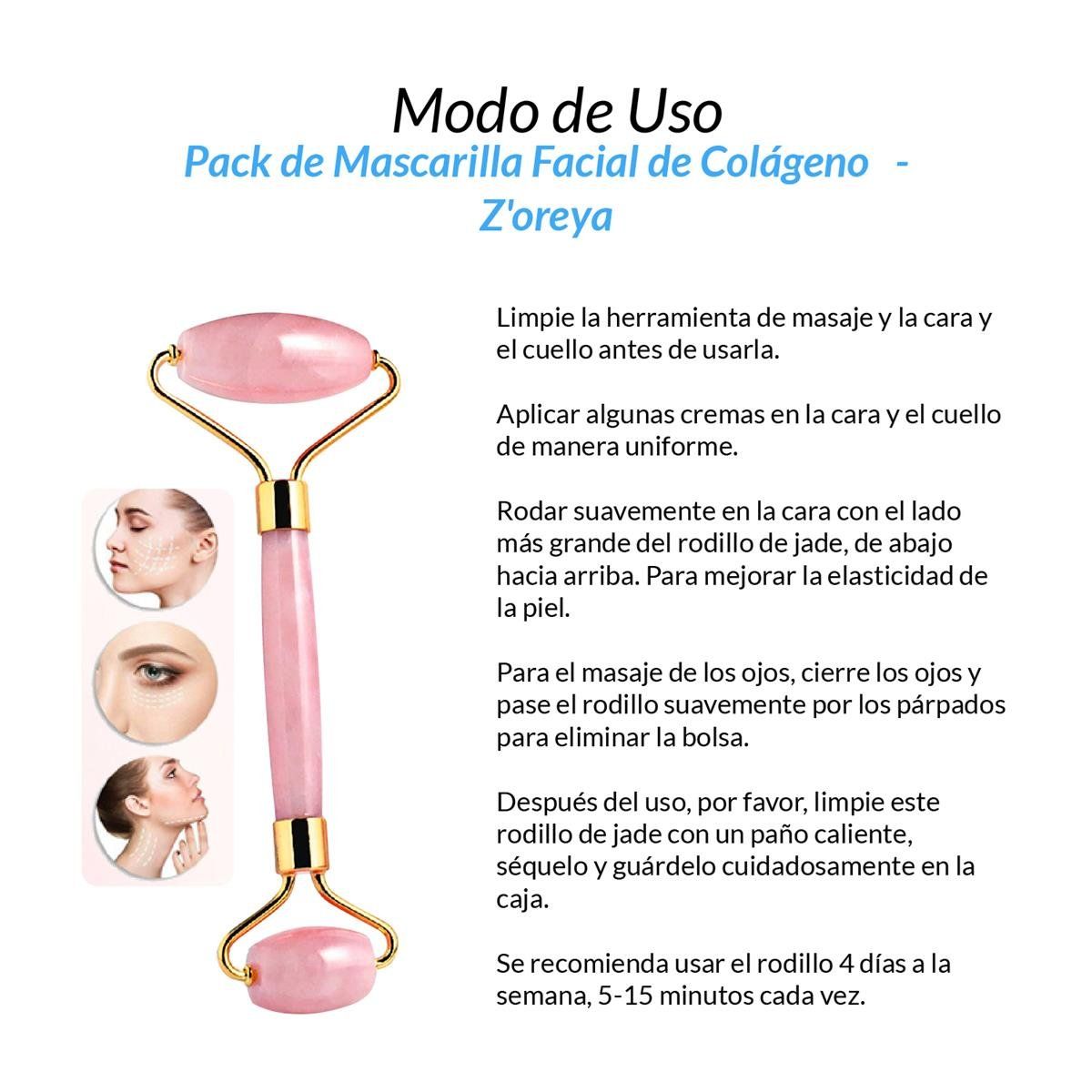 GENERICO - Rodillo Facial De Cuarzo Rosa - ZOreya_.