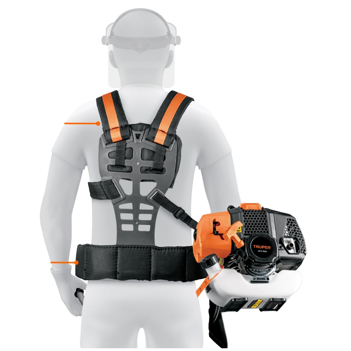 TRUPER - Desbrozadora podadora motoguadaña 2HP Combo arnes doble hilo 2 rollos