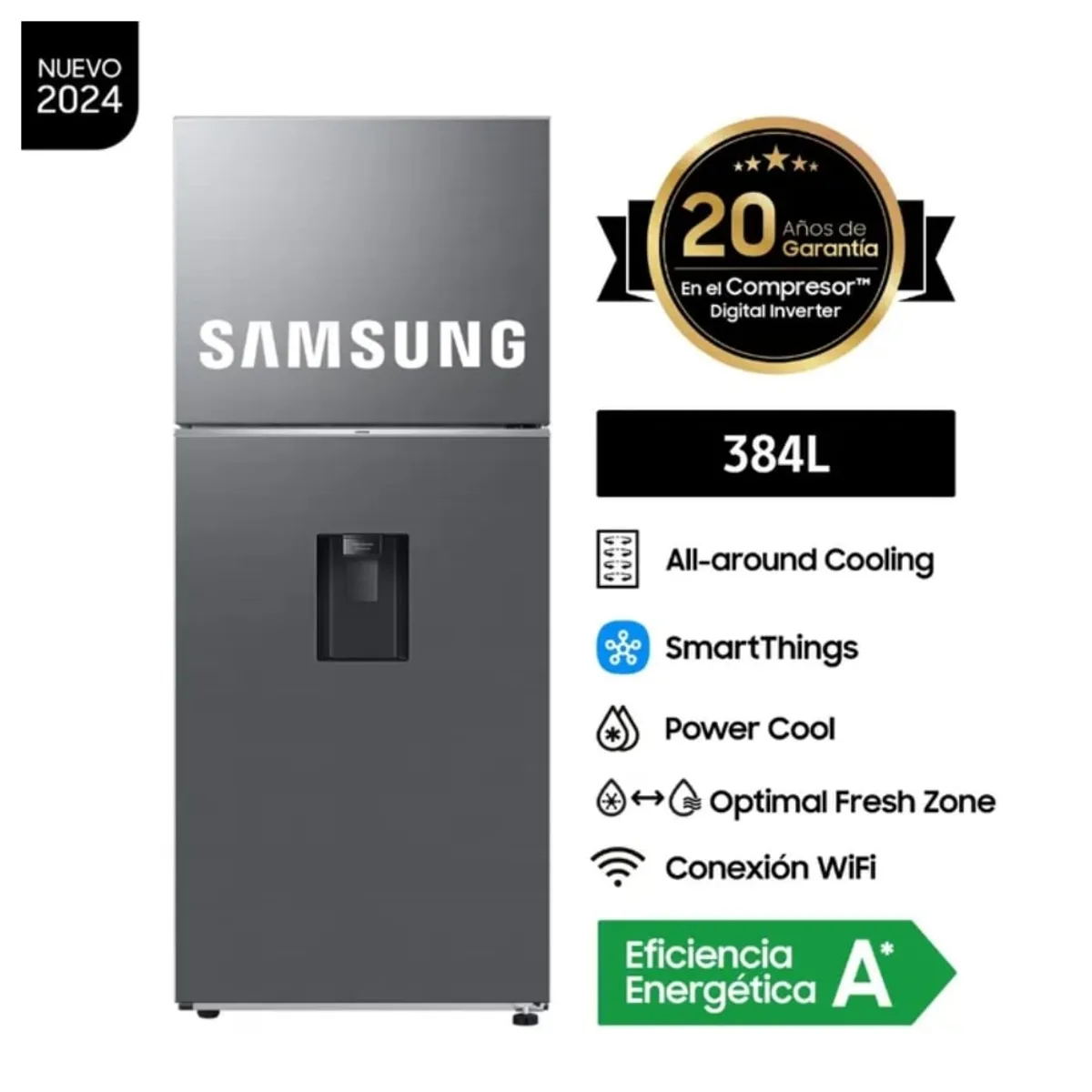 SAMSUNG - Refrigeradora Samsung Top Freezer No Frost 384 Litros RT38DG6730S9