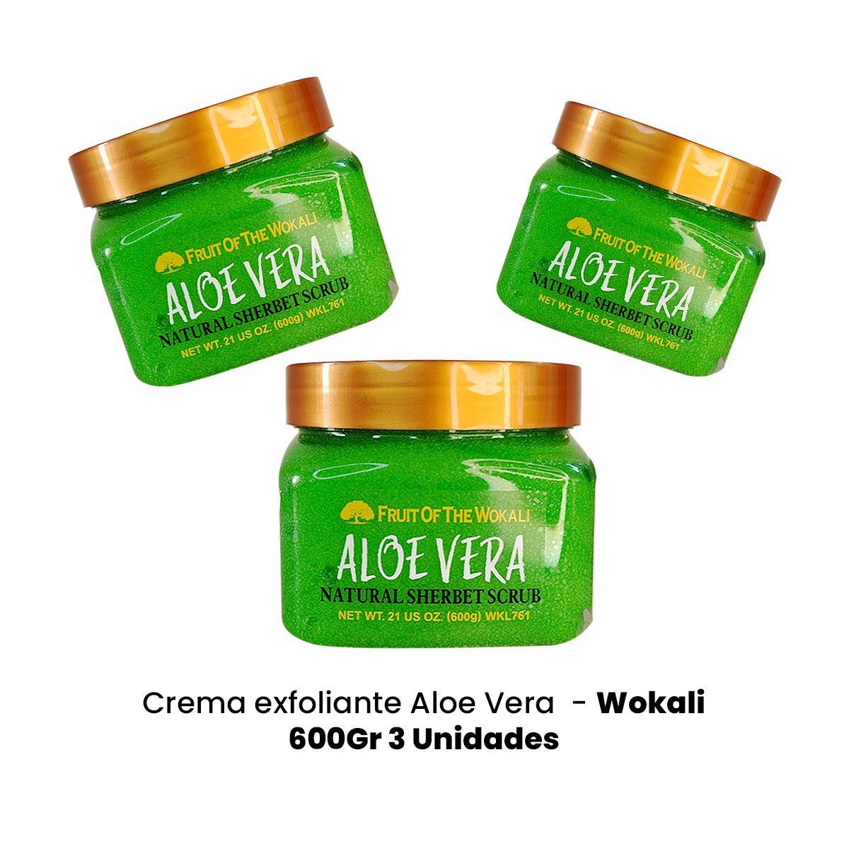 WOKALI - Crema exfoliante Aloe Vera - Wokali 600Gr 3 Unidades_.