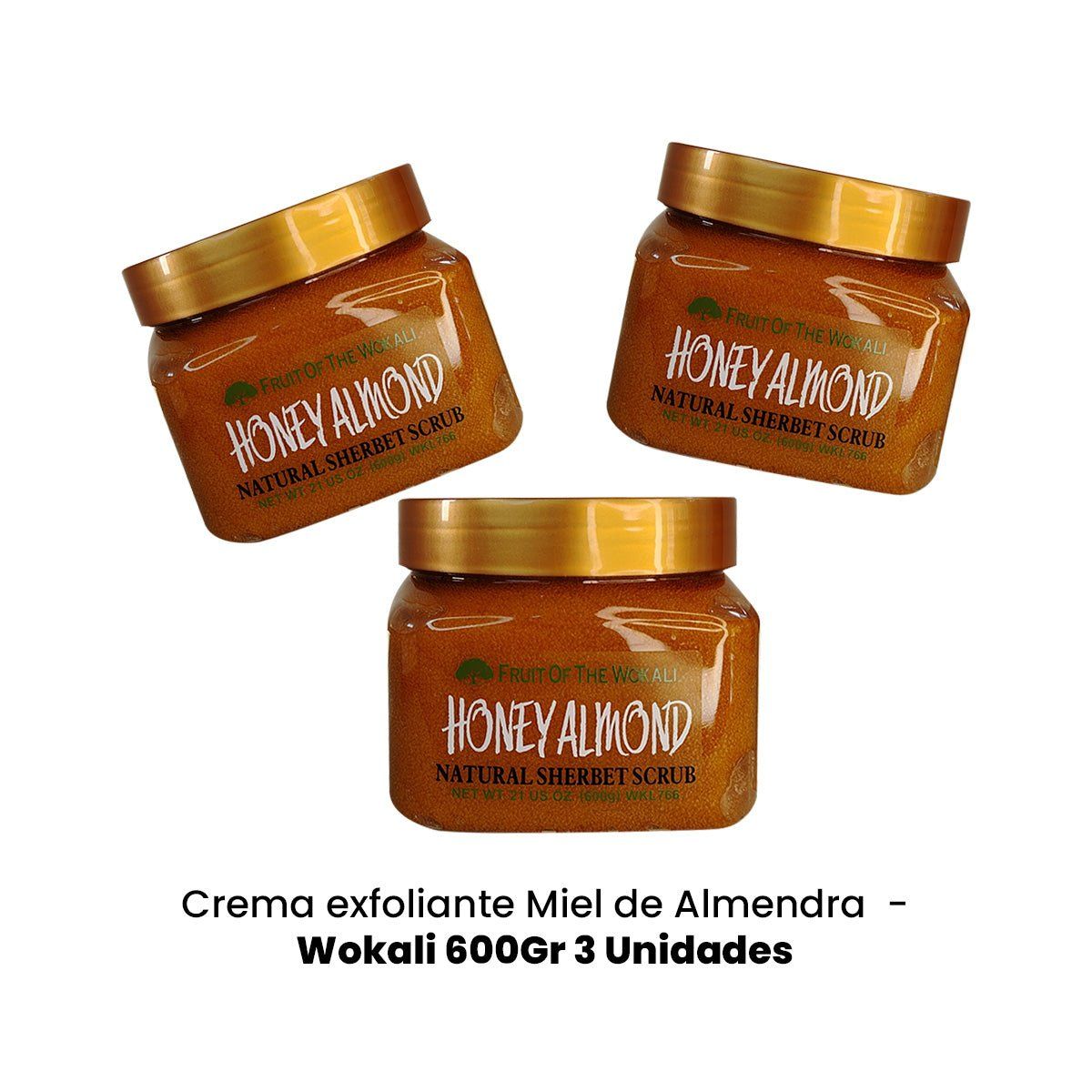 WOKALI - Crema exfoliante Miel de Almendra - Wokali 600Gr 3 Unidades_.