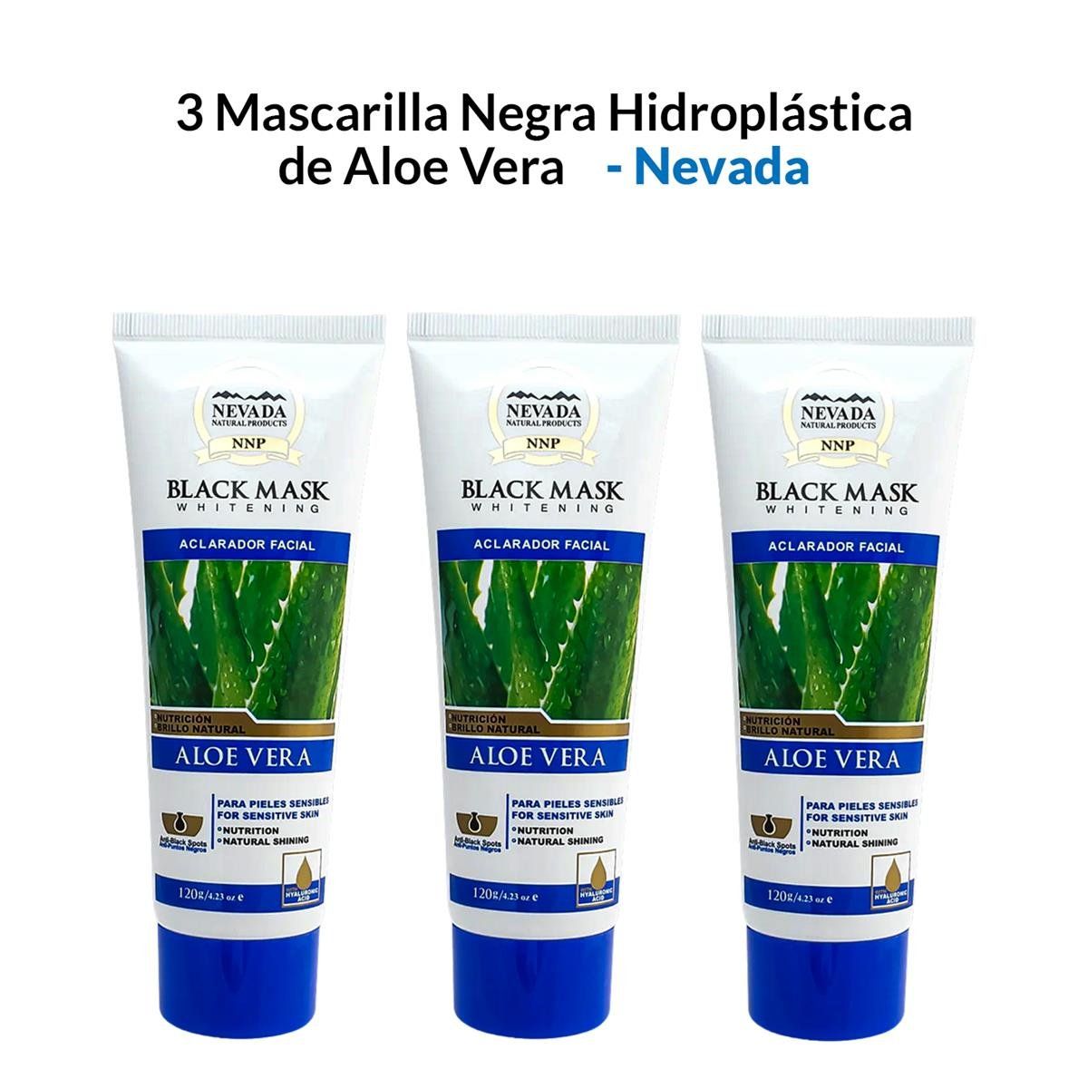 NEVADA NATURAL PRODUCTS - 3 Mascarilla Negra Hodriplástica De Aloe Vera 120Gr - Nevada_.