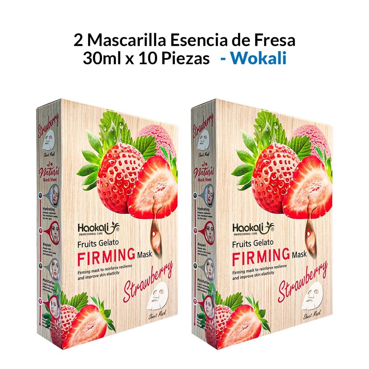 WOKALI - 2 Mascarilla Esencia De Fresa 30Ml X 10 Piezas  Wokali_.