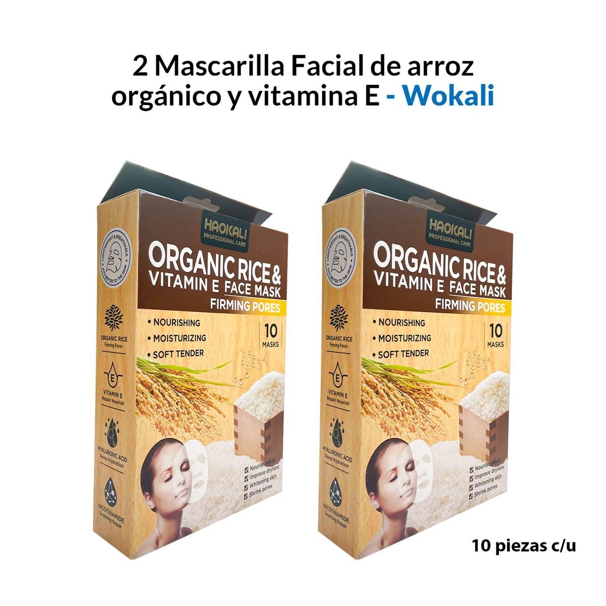 WOKALI - 2 Mascarilla Facial De Arroz 30Ml X 10 Piezas  Wokali_.