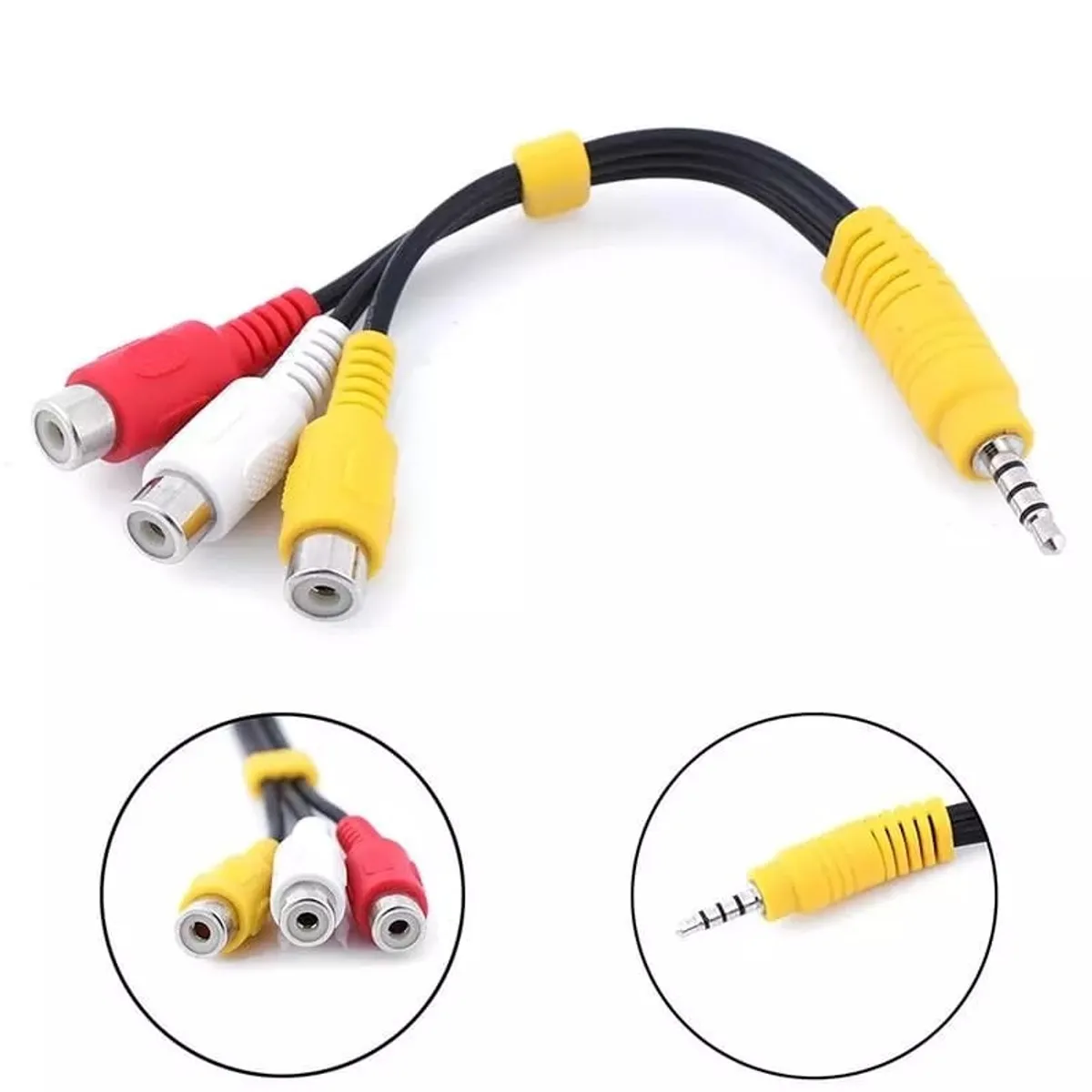 GENERICO - Cable Adaptador de Audio y Video Aux 3.5mm a 3 RCA Hembra