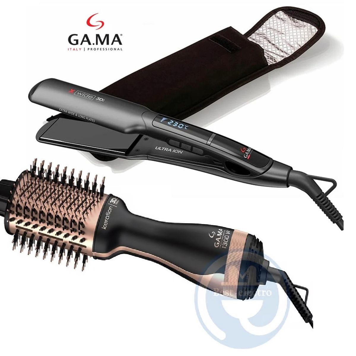 GAMA - Combo Cepillo Keration 3D + Plancha Titanio X-Wide 3D
