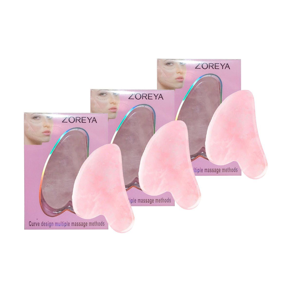 GENERICO - 3 Gua Sha Piedra natural Cuarzo rosa Jade_.