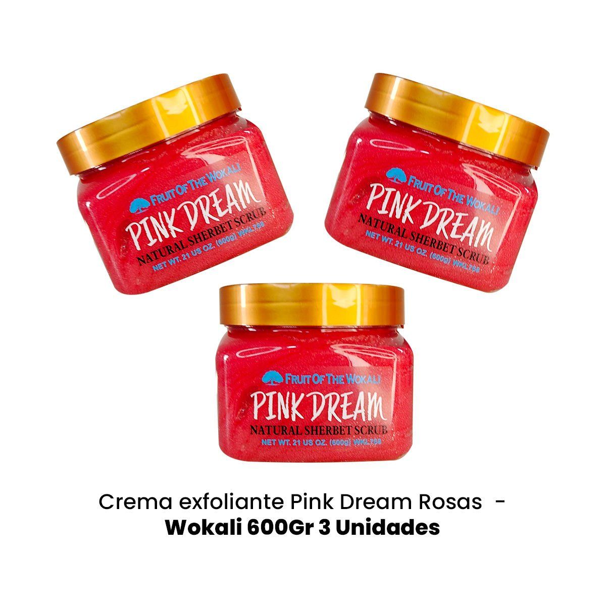 WOKALI - Crema exfoliante Pink Dream Rosas - Wokali 600Gr 3 Unidades_.