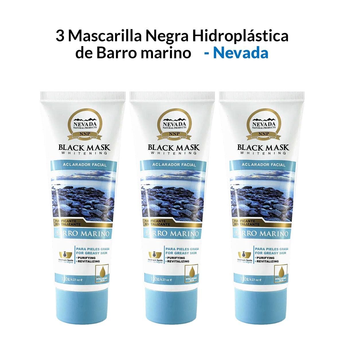 NEVADA NATURAL PRODUCTS - 3 Mascarilla Negra Hidroplástica De Barro Marino 120Gr - Nevada_.