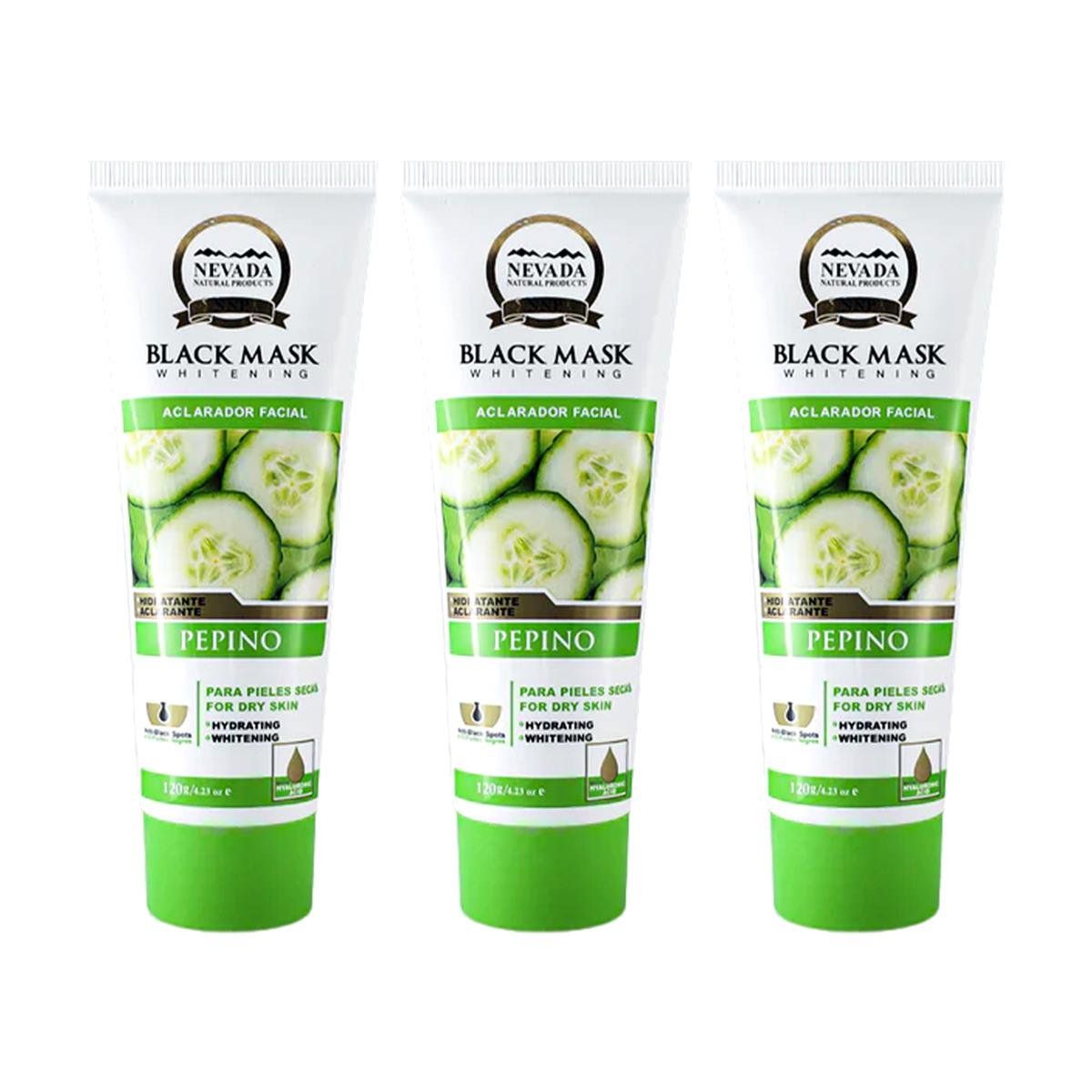 NEVADA NATURAL PRODUCTS - 3 Mascarilla Negra Hidroplástica De Pepino 120Gr - Nevada_.