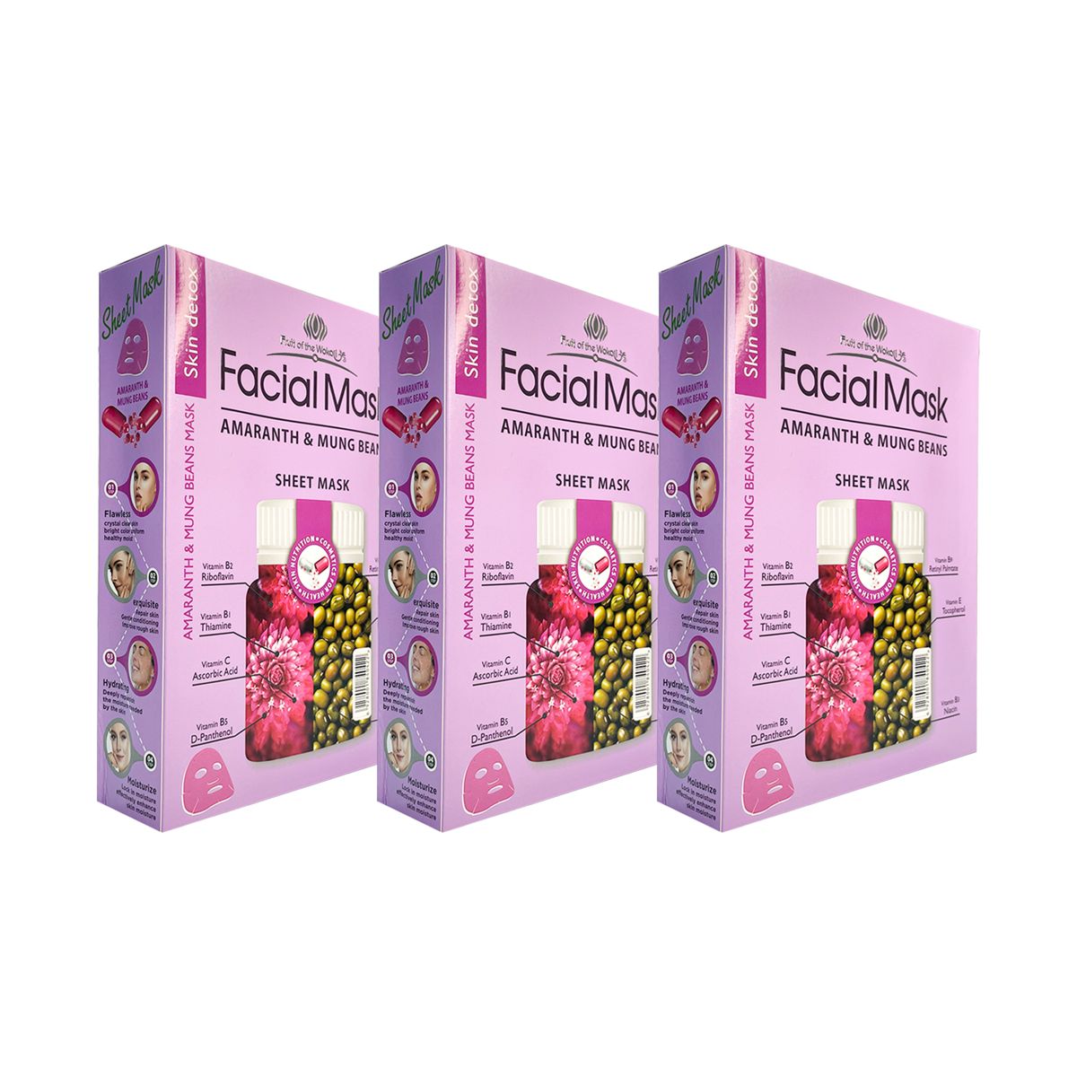 WOKALI - 3 Mascarilla De Amaranto Y Haba Mung 30Ml X 10 Piezas  Wokali_.