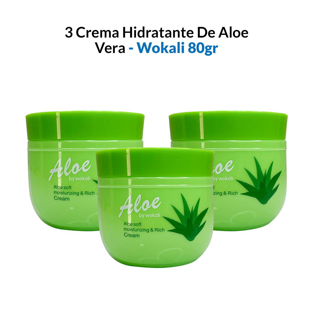 WOKALI - 3 Crema Rica Y Suave Hidratante De Aloe 80Gr - Wokali_.