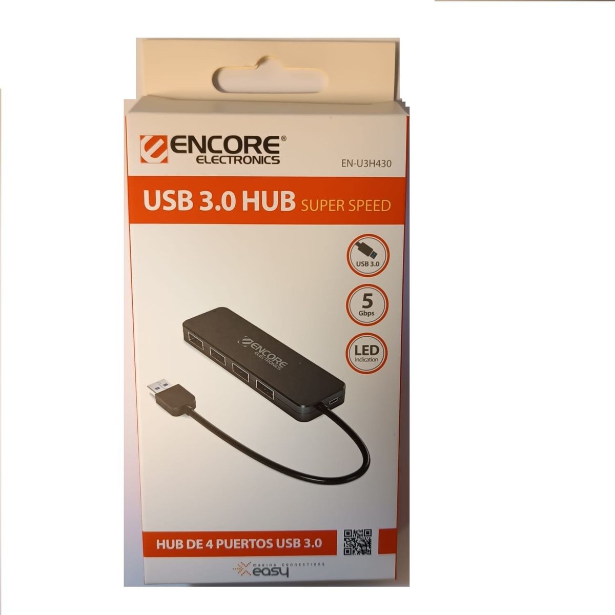 ENCORE ELECTRONICS - Extensión HUB de 4 Puertos USB 3.0 Negro