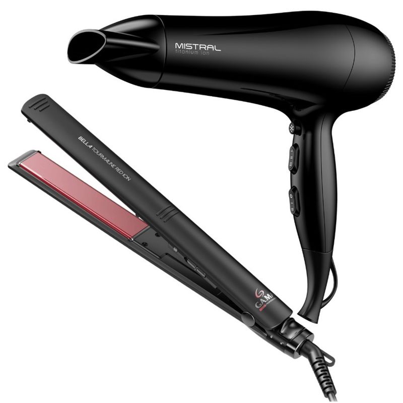 GAMA - Combo Plancha Elegance Red Ion Gama + Secadora Titanium ION 220V