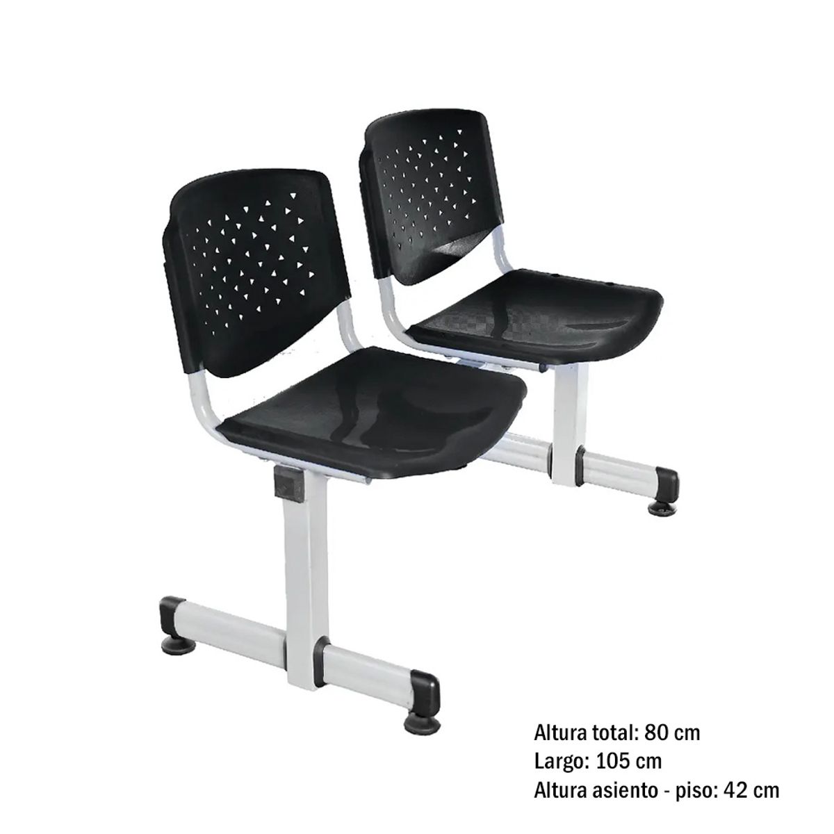 OFIDEAS - Butaca De Espera - Tandem Prisma 2 Cuerpos Color Negro Ofideas