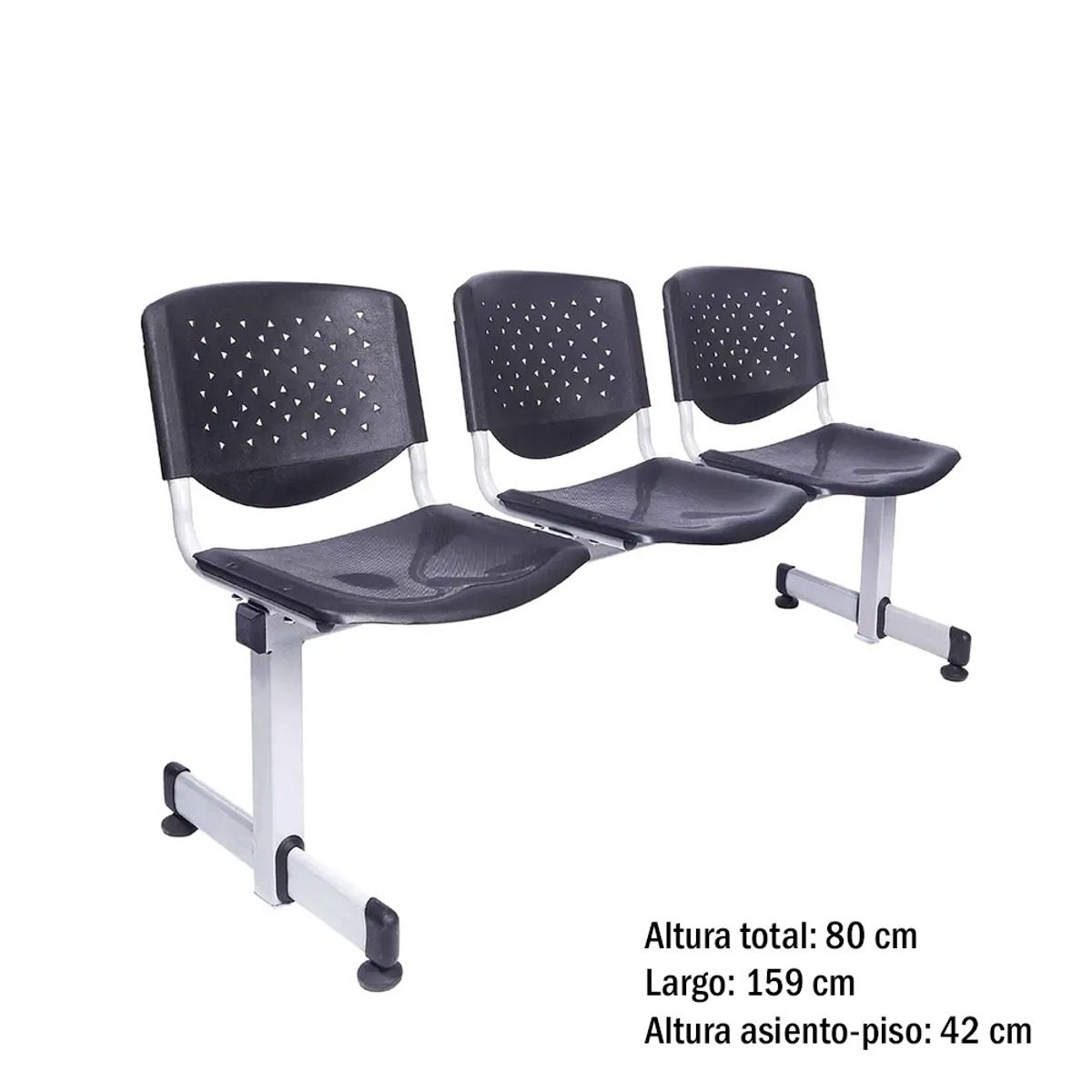 OFIDEAS - Butaca De Espera - Tandem Prisma 3 Cuerpos Color Negro Ofideas