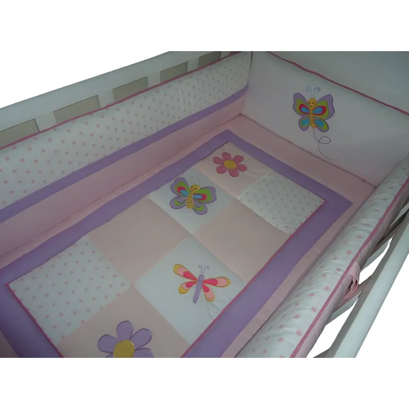GENERICO - Set De Cuna  - Diseño estrellitas Mariposa y flores - Rosado
