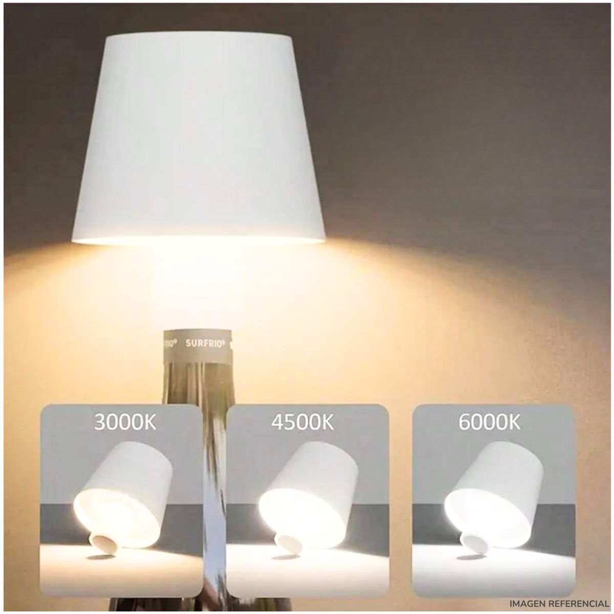 INSPIRA MARKET - Lampara de mesa para botella LED portatil 3 tipos de iluminación