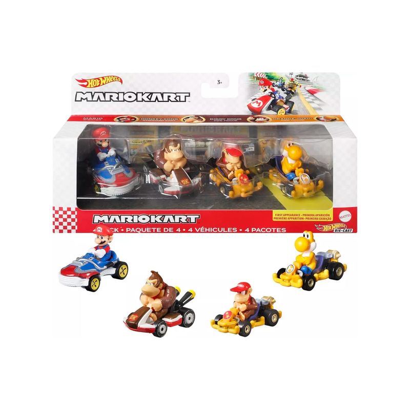 HOT WHEELS - Hot Wheels Mario Kart Pack 4 Vehiculos Modelo F