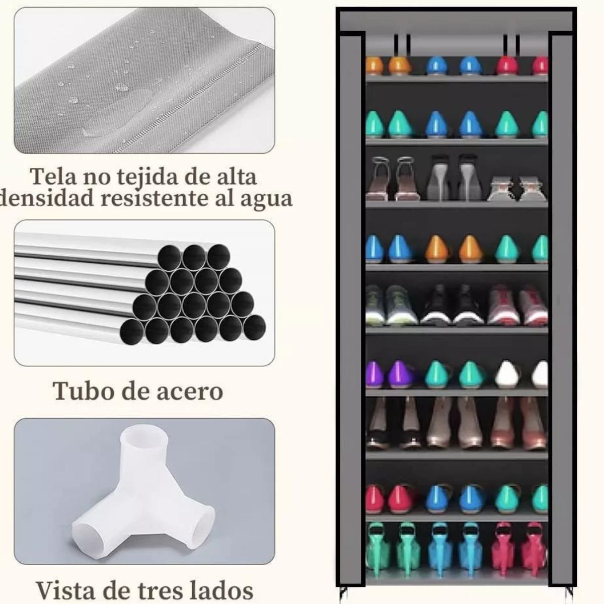 OEM - Organizador Zapatera  Armable de 9 niveles con Funda - Varios Colores