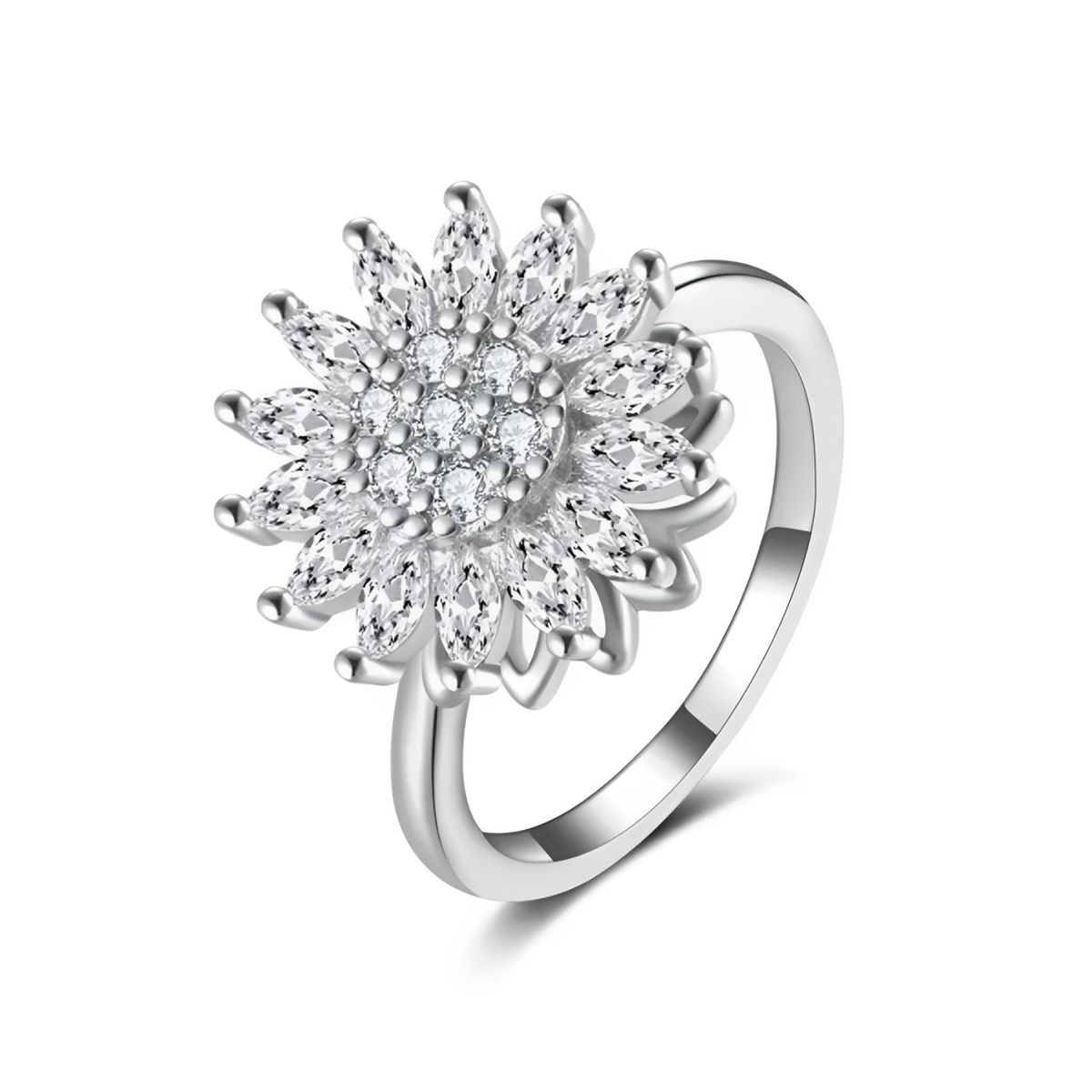 GENERICO - Anillo Mujer Girasol Giratorio Regalo Joya Acero Plateado