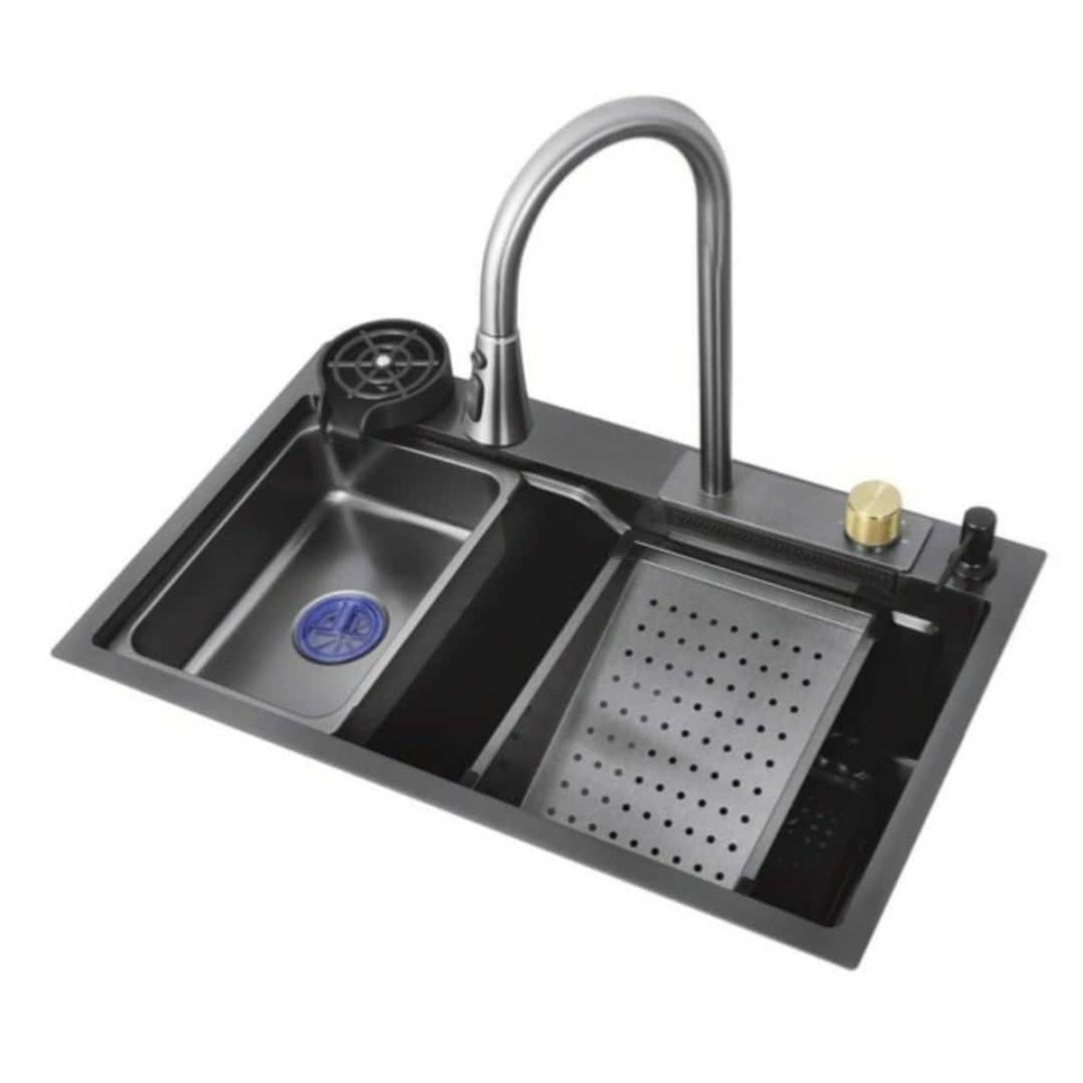 GENERICO - Lavadero Multifuncional Tipo Cascada Negro 75x45x22