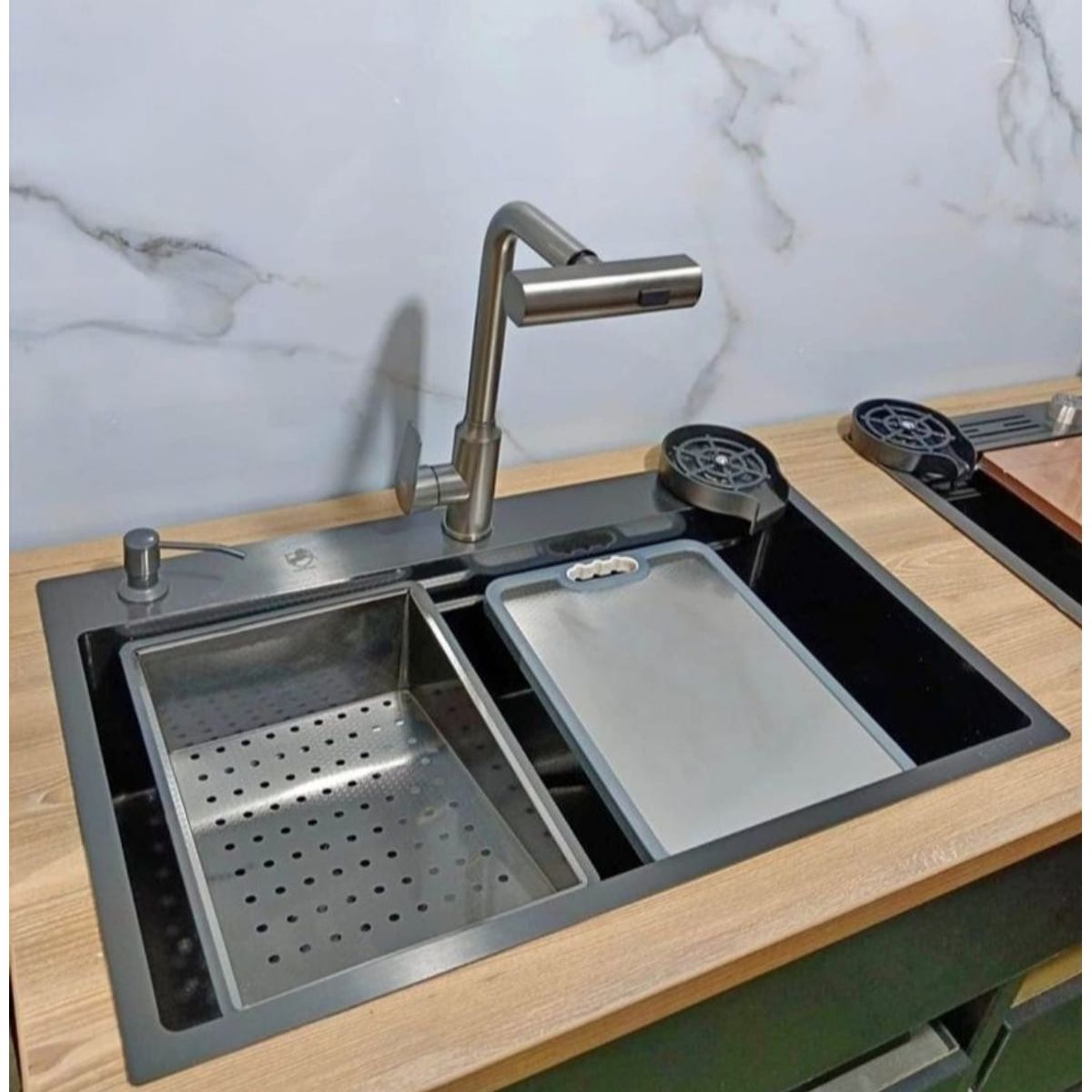 GENERICO - LAVADERO MULTIFUNCIONAL 75x46x23 DE ACERO INOXIDABLE PREMIUM