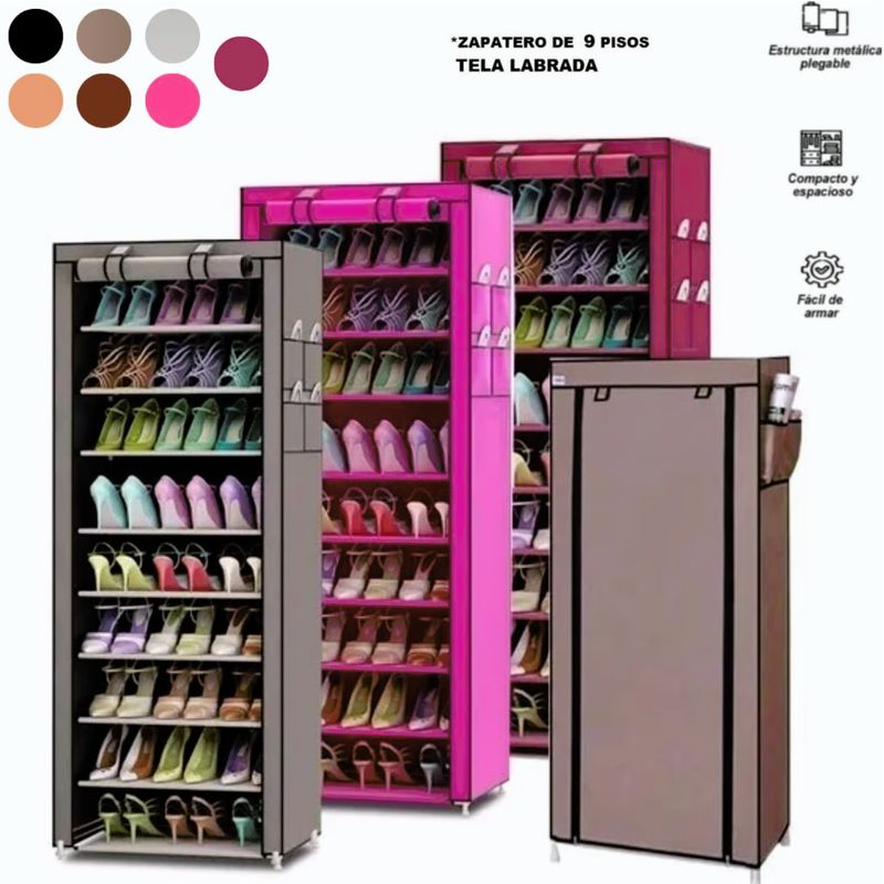 OEM - Organizador Zapatera  Armable de 9 niveles con Funda - Varios Colores