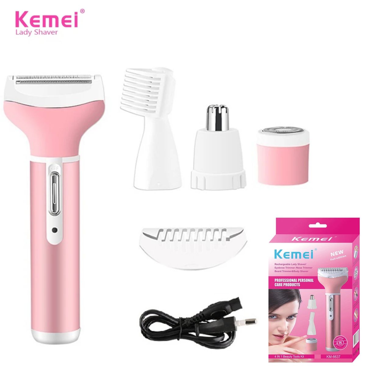 KEMEI - Depiladora Afeitadora KEMEI 4 en 1 para Dama