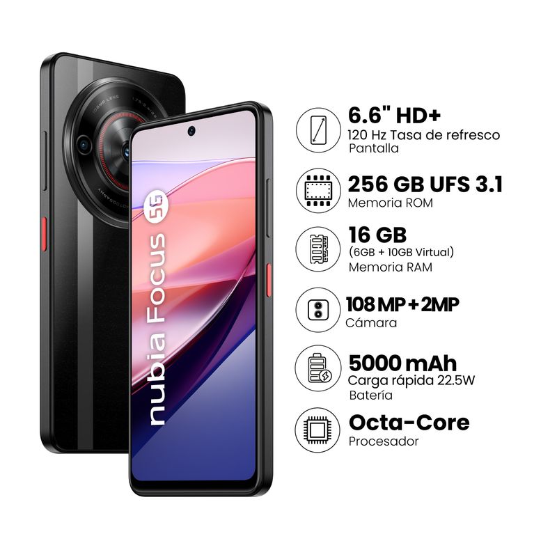 ZTE - ZTE NUBIA FOCUS 6+256GB - NEGRO