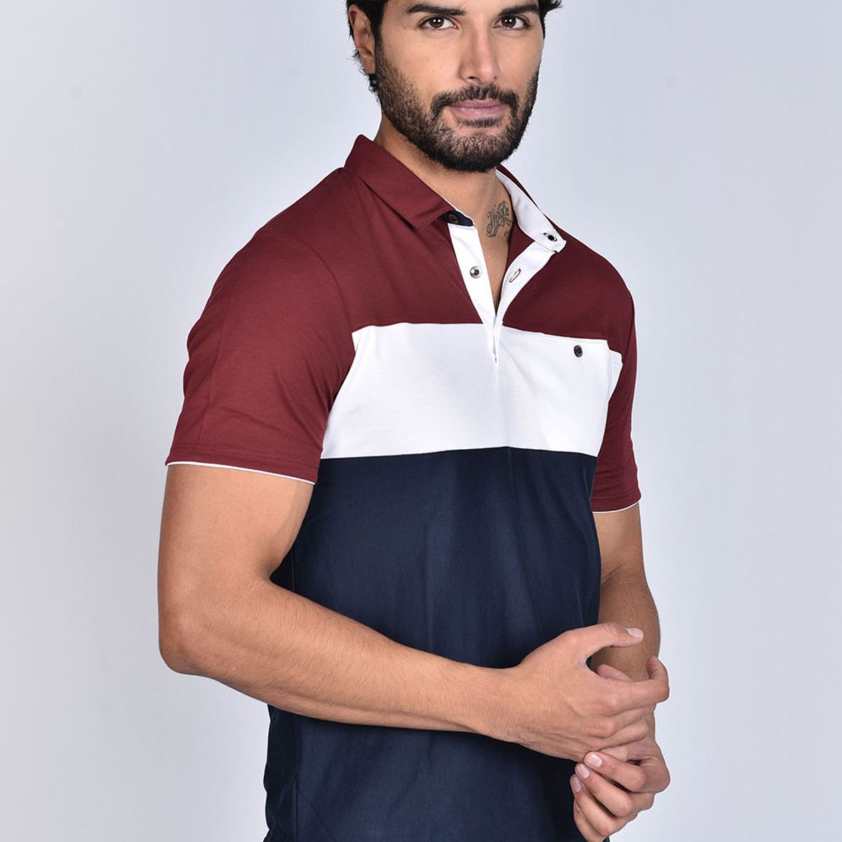 STEALTH - Polo Pique Manga Corta Hombre Bloques Stealth