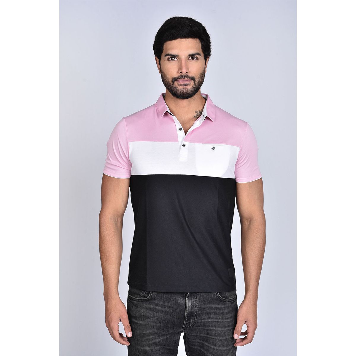 STEALTH - Polo Pique Manga Corta Hombre Bloques Stealth