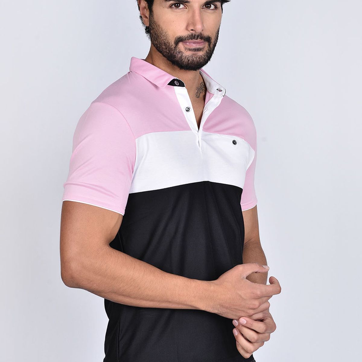 STEALTH - Polo Pique Manga Corta Hombre Bloques Stealth
