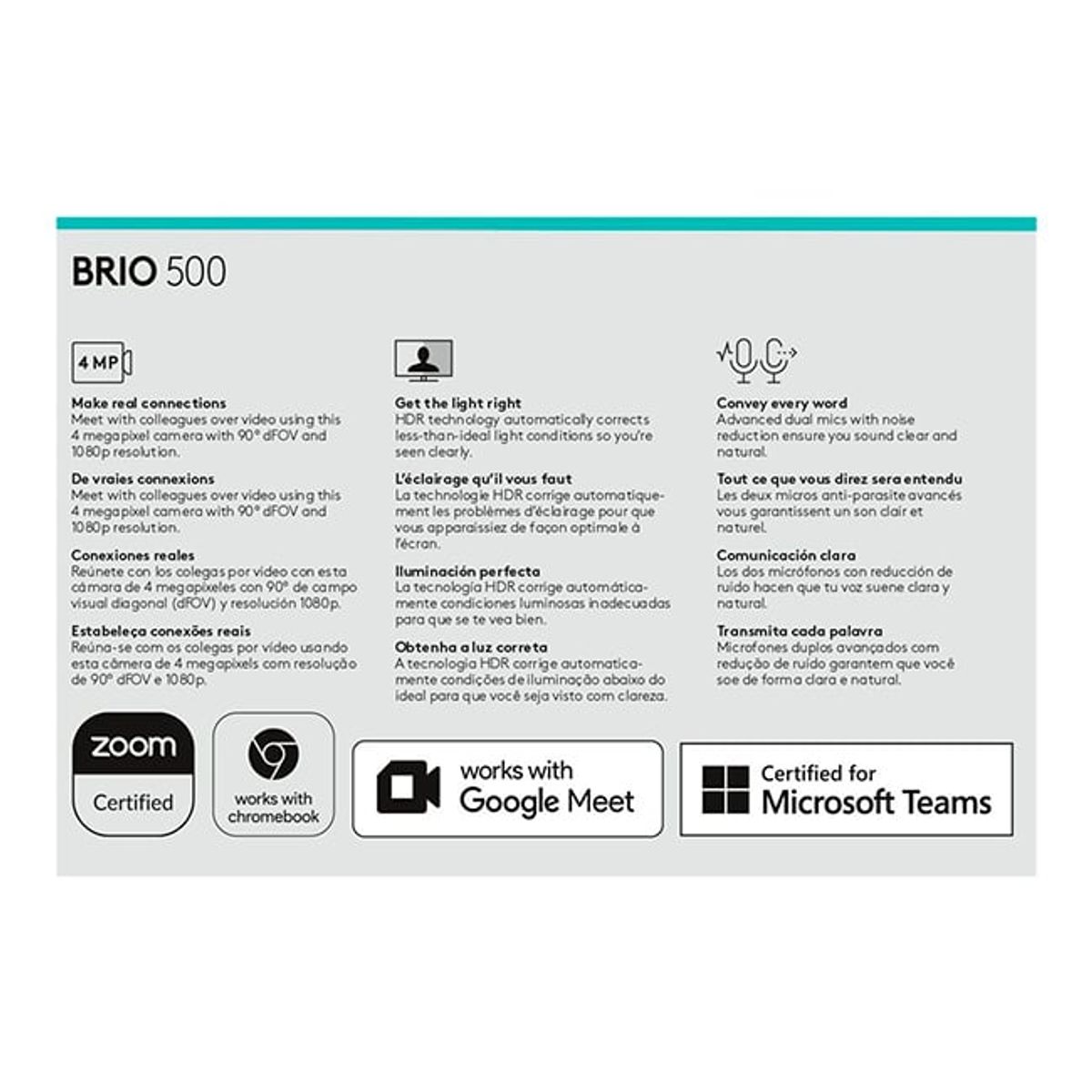 LOGITECH - Camara web cam Logitech Brio 500 Full HD Auto encuadre HDR - Negro