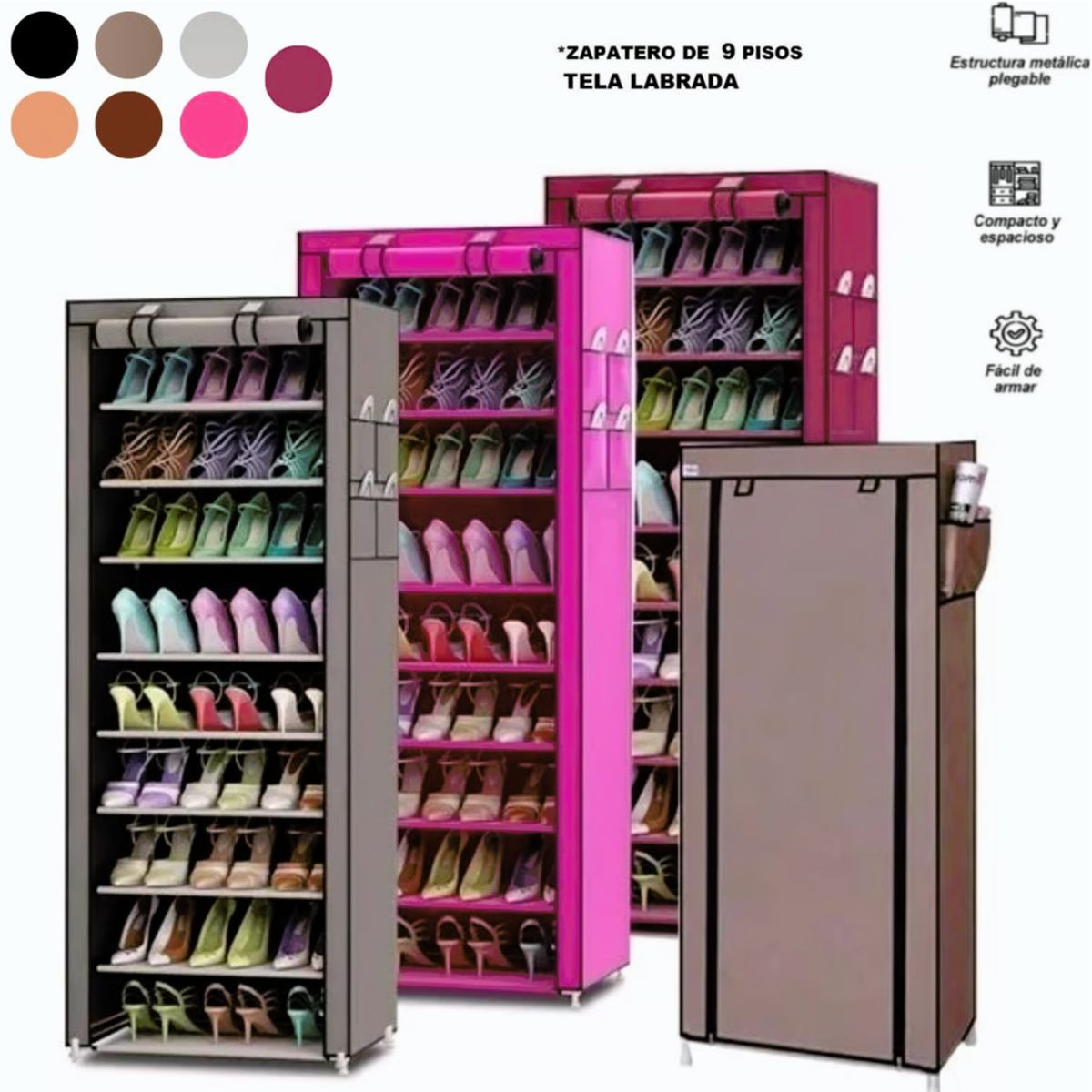 OEM - Organizador Zapatera  Armable de 9 niveles con Funda - Varios Colores