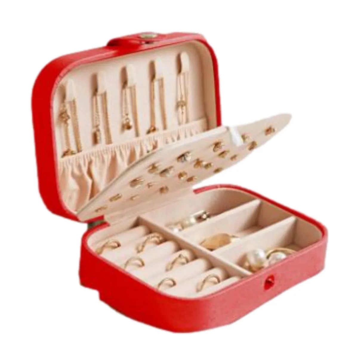 GENERICO - Joyero Viajero Organizador de Joyas Portátil Cofre Premium Rojo